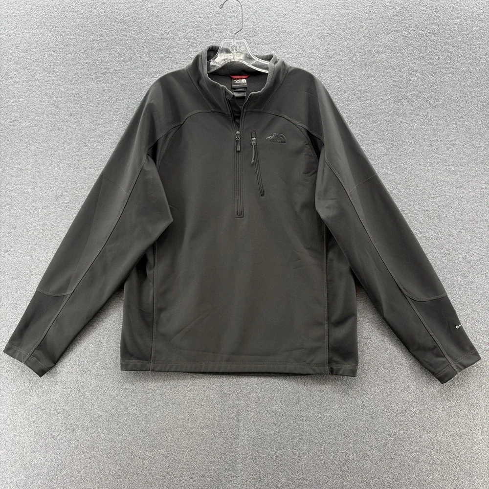 The North Face FlashDry Pullover Mens Large Gray Half Zip Softshell Fleece Lined